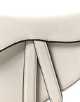 Grained Calfskin Mini Saddle Bag White