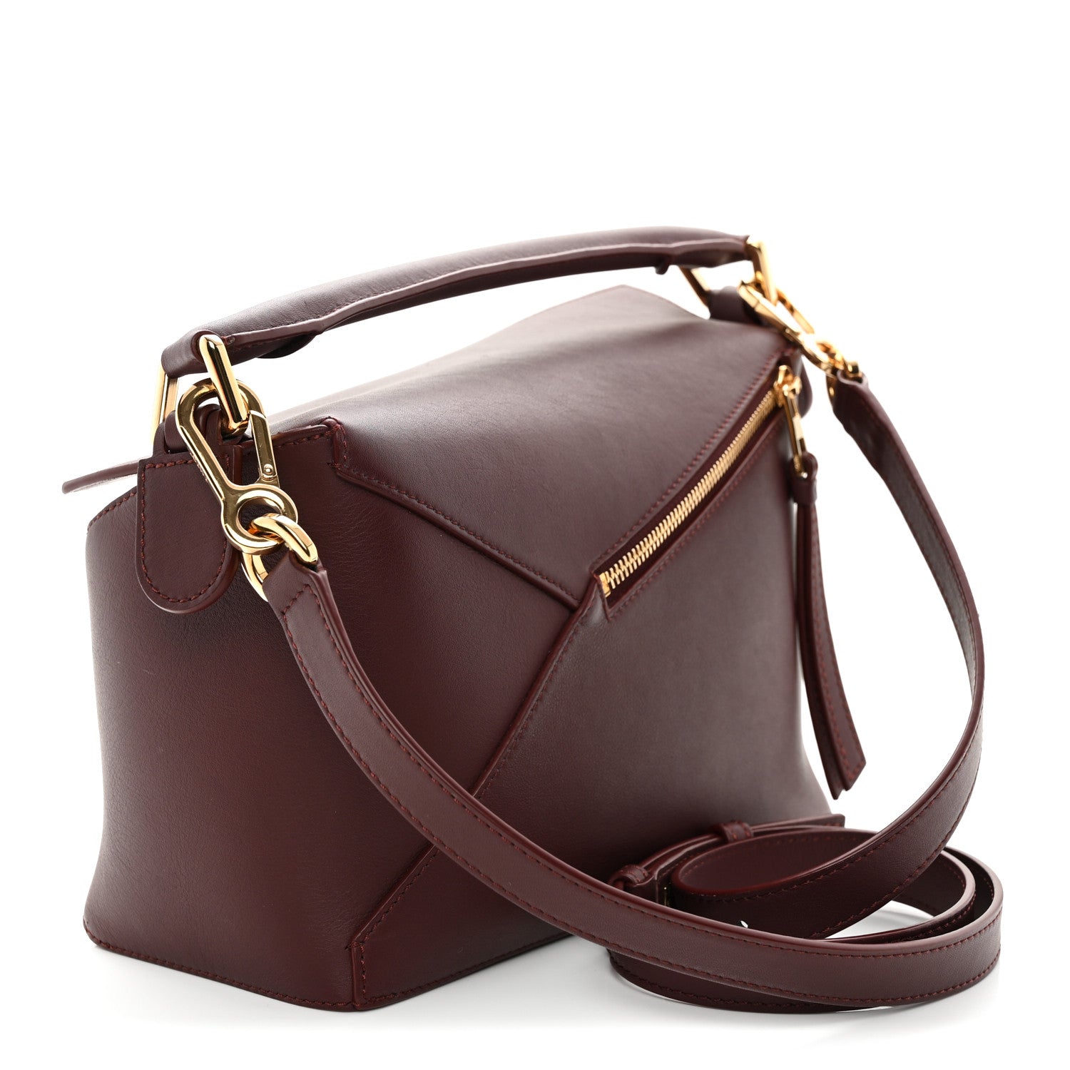 Calfskin Small Puzzle Edge Bag Burgundy