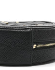 Caviar Quilted Round Filigree Crossbody Black