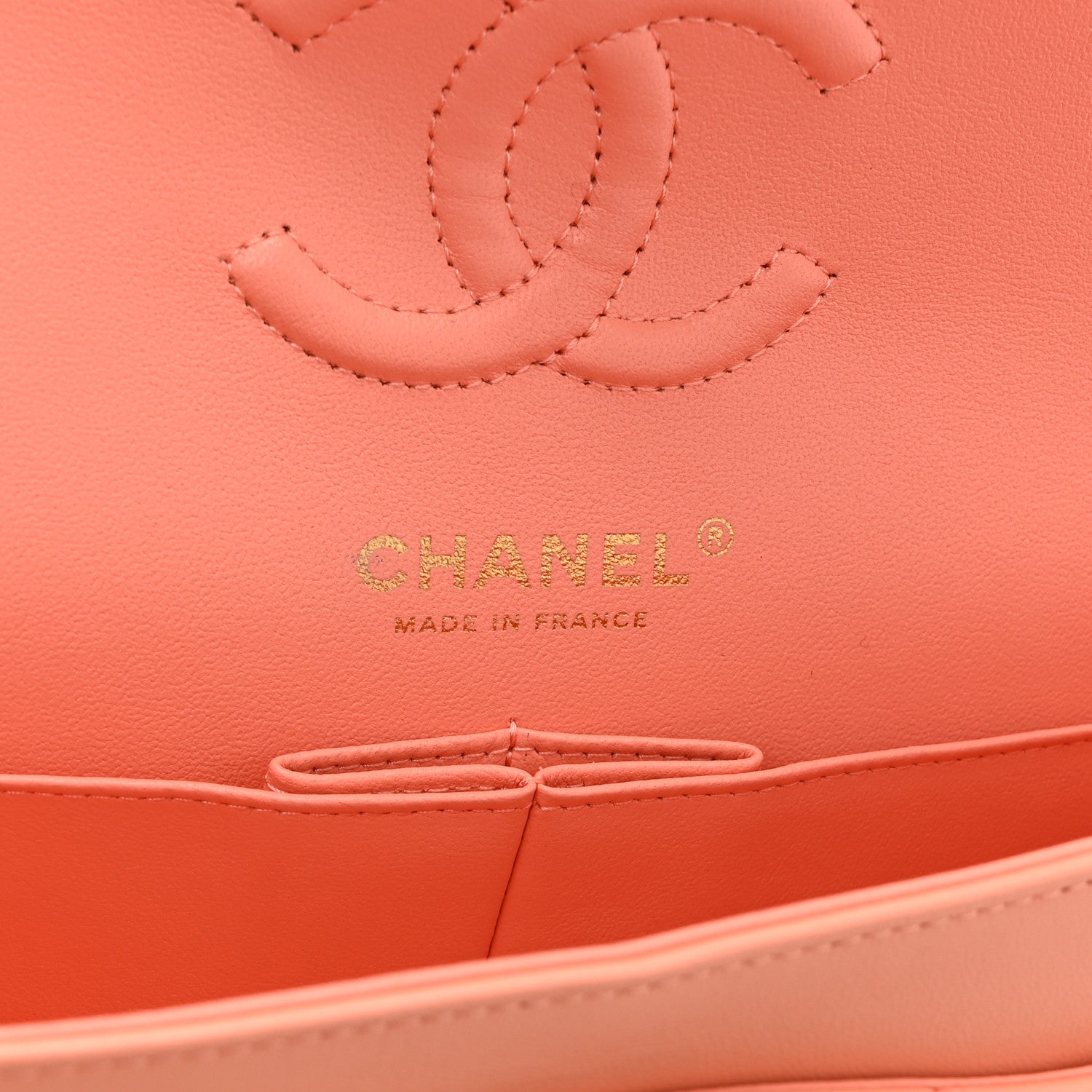Lambskin Quilted Small Double Flap Light Orange