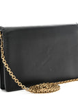 Calfskin J'AD1OR Wallet on Chain Pouch Black