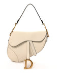 Grained Calfskin Saddle Bag White