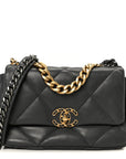 Lambskin Quilted Medium CHNL 19 Flap Dark Grey