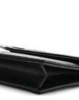 Grain De Poudre Matelasse Chevron Monogram Envelope Chain Wallet Black