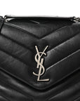Calfskin Y Quilted Monogram Small Loulou Chain Satchel Black