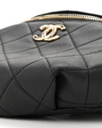 Lambskin Quilted Resin Bi-Color Waist Bag Fanny Pack Black