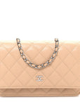 Caviar Quilted Wallet on Chain WOC Beige