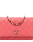 Lambskin Quilted Wallet On Chain WOC Pink