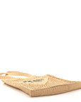 Yarn Raffia Effect Crochet Logo Embroidered Tote Bag Naturale