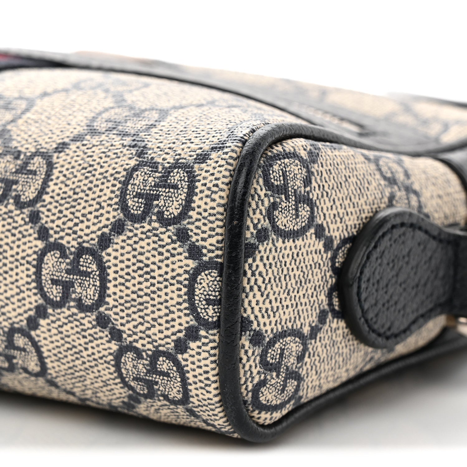 GG Supreme Monogram Textured Dollar Calfskin Web Mini Ophidia Shoulder Bag Beige Blue