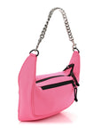 Recycled Sport Nylon Chain Logo Medium Raver Bag Fluo Pink Black