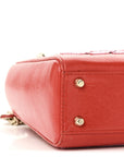 Calfskin Beaded Mini Lady D1OR Rouge Multicolor