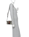 GG Supreme Monogram Textured Dollar Calfskin Web Super Mini Ophidia Top Handle Bowler Bag Beige Ebony New Acero