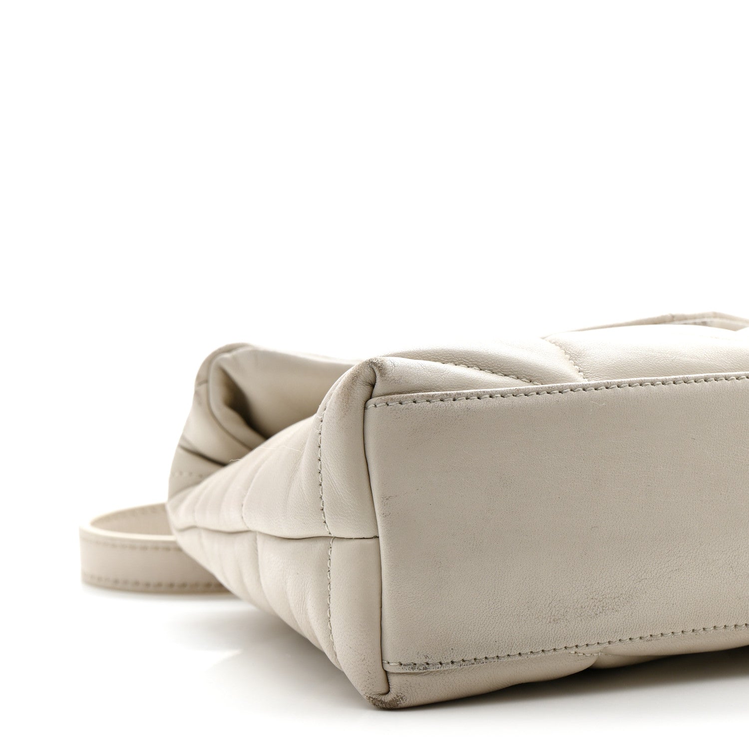 Lambskin Quilted Toy Loulou Puffer Monogram Chain Satchel Crema Soft