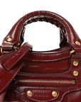 Semi Shiny Calfskin Crocodile Embossed Neo Classic Gold Hardware Mini City Dark Red