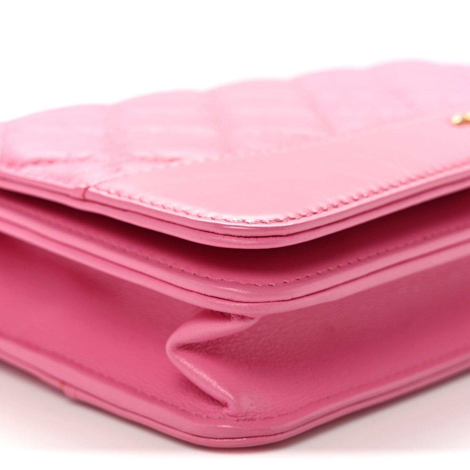 Aged Calfskin Quilted Gabrielle Wallet On Chain WOC Pink