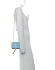 Smooth Calfskin Small Classic Monogram Kate Tassel Satchel Turquoise