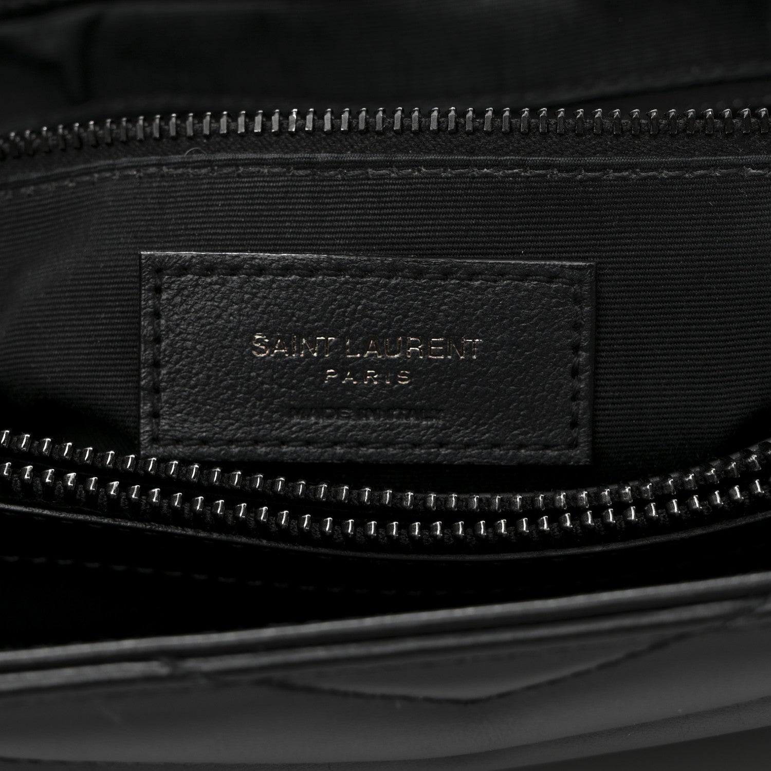 Calfskin Y Quilted Monogram Monochrome Large Loulou Chain Satchel Black