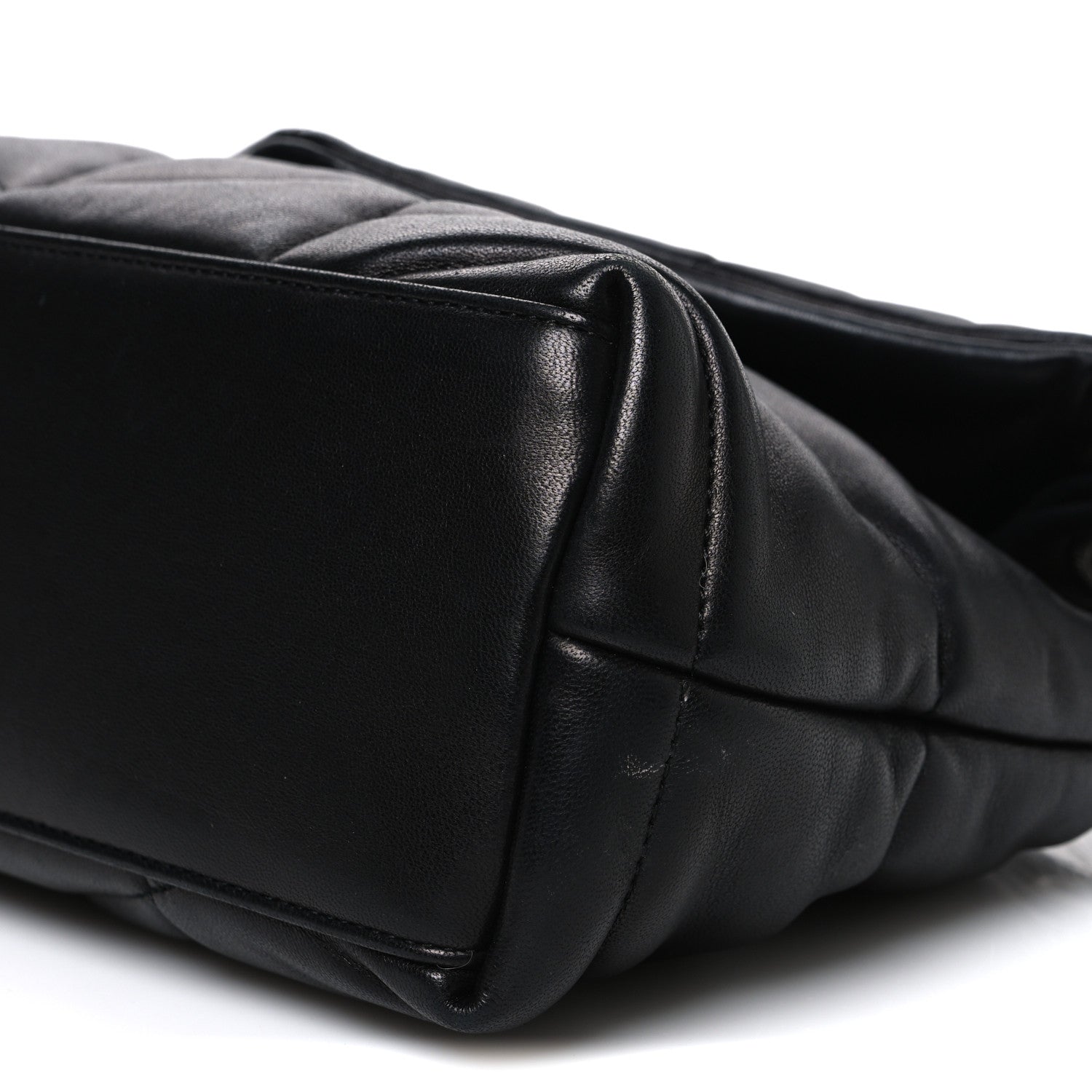 Lambskin Quilted Small Loulou Puffer Monogram Chain Satchel Black