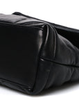 Lambskin Quilted Small Loulou Puffer Monogram Chain Satchel Black