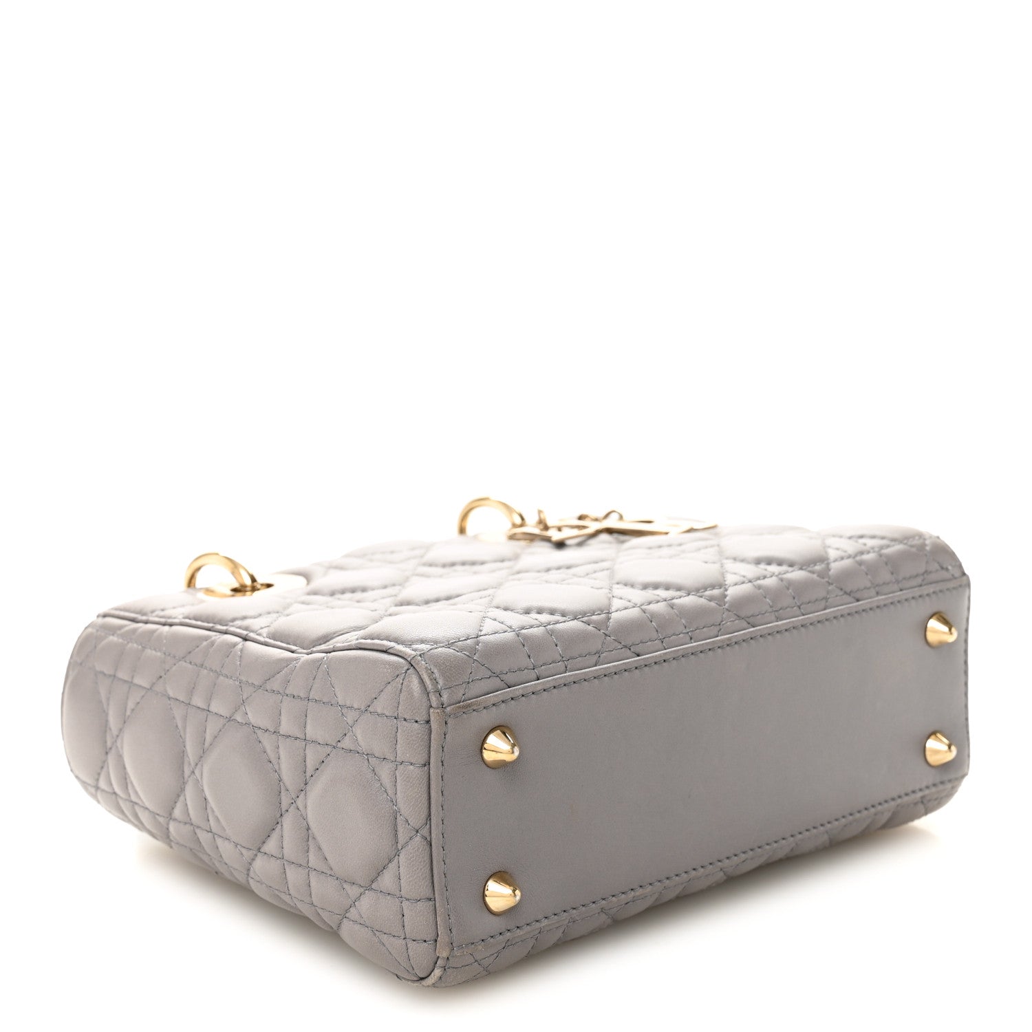 Lambskin Cannage Small Lucky Badges My Lady D1OR Grey