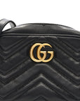 Calfskin Matelasse Mini GG Marmont Chain Shoulder Bag Black