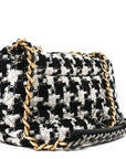 Tweed Quilted Large CHNL 19 Flap Black Ecru White