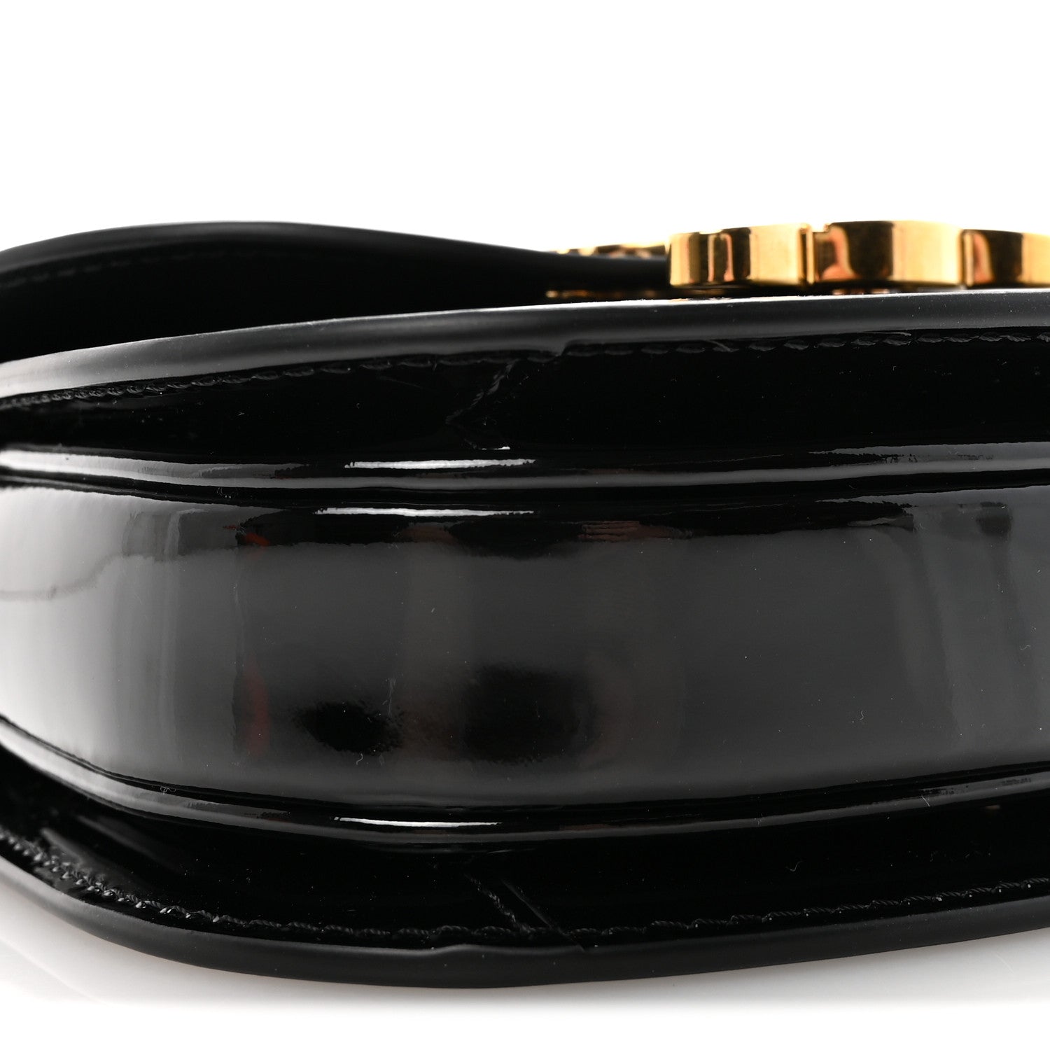 Patent Calfskin Triomphe Mini Besace Clea Black