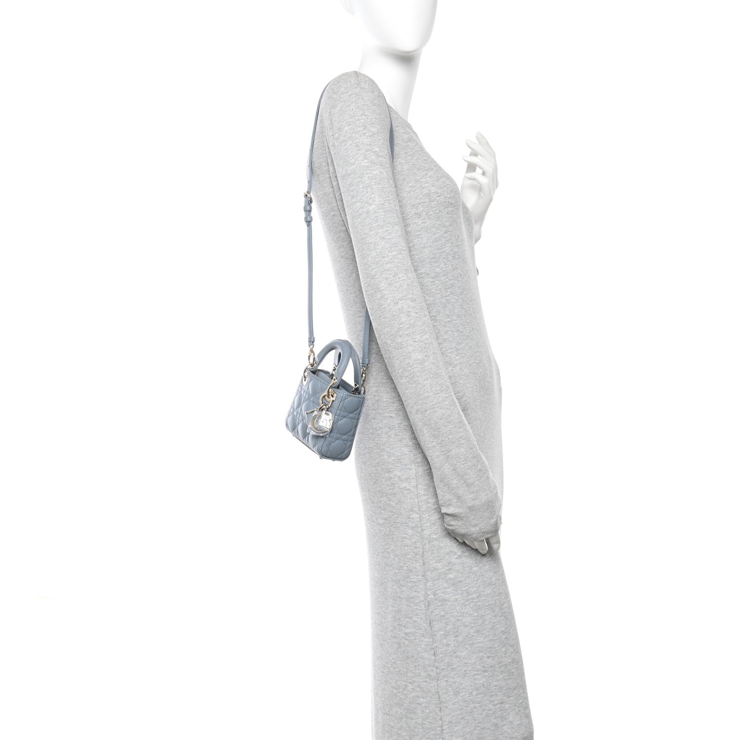 Lambskin Cannage Micro Lady D1OR Cloud Blue