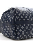 Calfskin Shadow Monogram Keepall Bandouliere 50 Ink Blue White