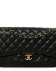 Caviar Quilted Jumbo Double Flap Black