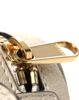 Textured Dollar Calfskin Web Mini Ophidia Shoulder Bag Mystic White