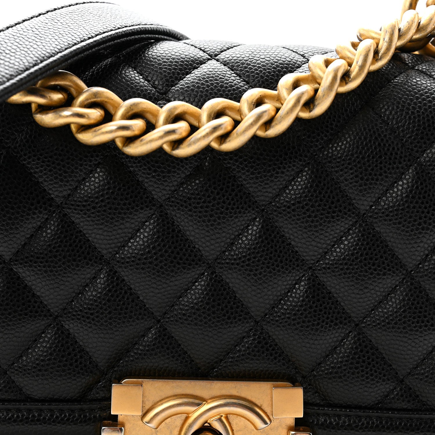 Caviar Quilted Small Boy Flap Black