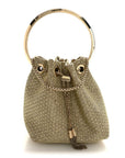 Metallic Woven Bon Bon Bag Champagne