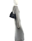 Metallic Caviar Quilted Mini CHNL 25 Handbag Dark Blue