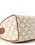 Triomphe Canvas Calfskin Small Boston Bag White