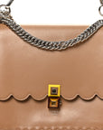 Vitello Liberty Scalloped Studded Kan I Shoulder Bag Sand