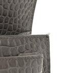 Calfskin Crocodile Embossed Medium Monogram Sunset Fog