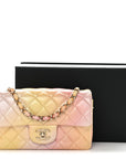 Lambskin Quilted Tie Dye Ombre Mini Rectangular Flap Yellow Multicolor