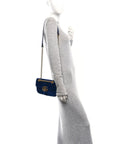 Velvet Matelasse Mini GG Marmont Shoulder Bag Cobalt Blue