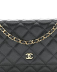 Caviar Quilted Wallet on Chain WOC Black