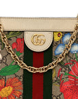 GG Supreme Monogram Flora Web Small Ophidia Chain Shoulder Bag White