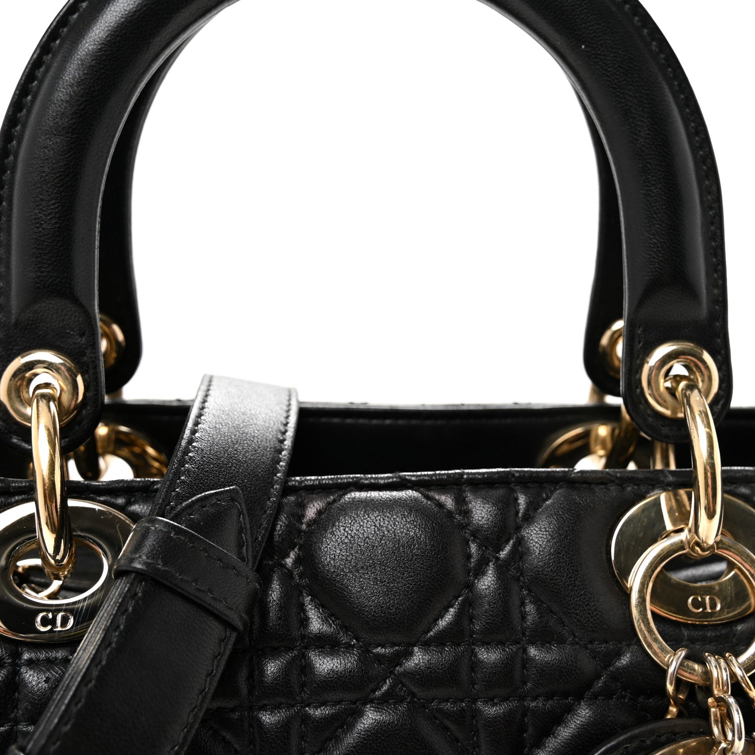 Lambskin Cannage Medium Lady D1OR Black