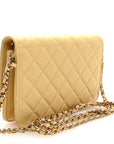 Caviar Quilted Studded CC Wallet on Chain WOC Yellow