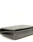 Lambskin Crystal Quilted Wallet On Chain WOC Grey