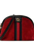 Suede Patent Web GG Small Ophidia Dome Shoulder Bag Hibiscus Red