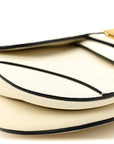 Grained Calfskin Mini Saddle Bag White
