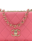 Lambskin Quilted Mini Trendy CC Wallet On Chain WOC Pink