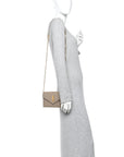 Grain De Poudre Matelasse Chevron Monogram Envelope Chain Wallet Dark Beige
