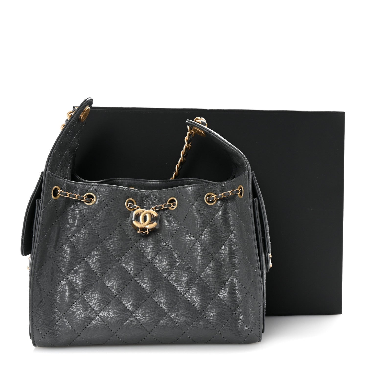 Caviar Quilted Small CHNL 25 Handbag Dark Grey